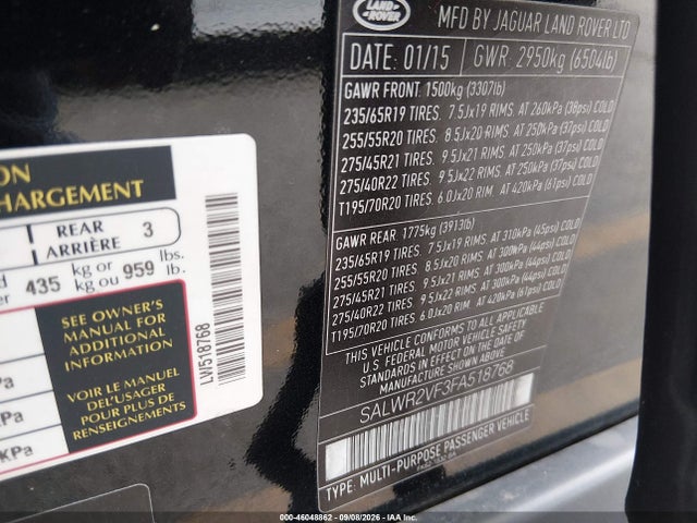 SALWR2VF3FA518768 Land Rover Range Rover Sport 3.0l V6 Supercharged Hse