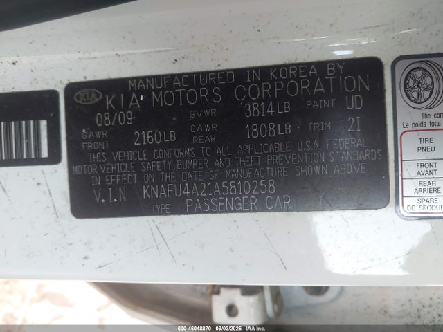 Auction sale of the 2010 Kia Forte Ex, vin: KNAFU4A21A5810258, lot number: 46048870