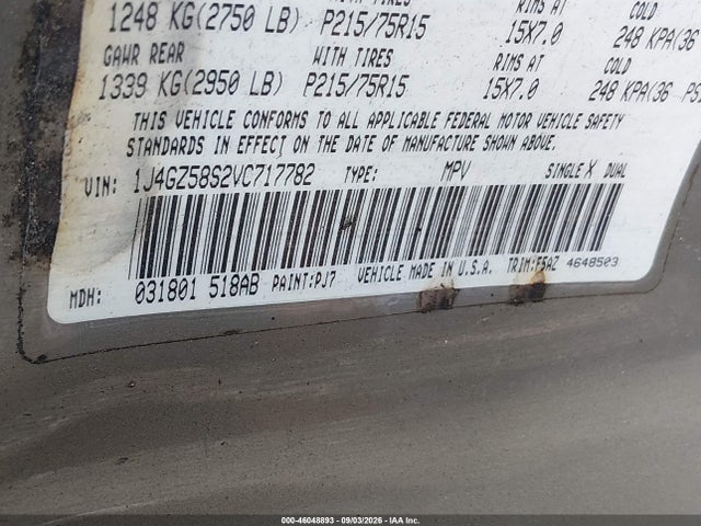 Продаж на аукціоні авто 1997 Jeep Grand Cherokee Laredo/tsi, vin: 1J4GZ58S2VC717782, номер лоту: 46048893