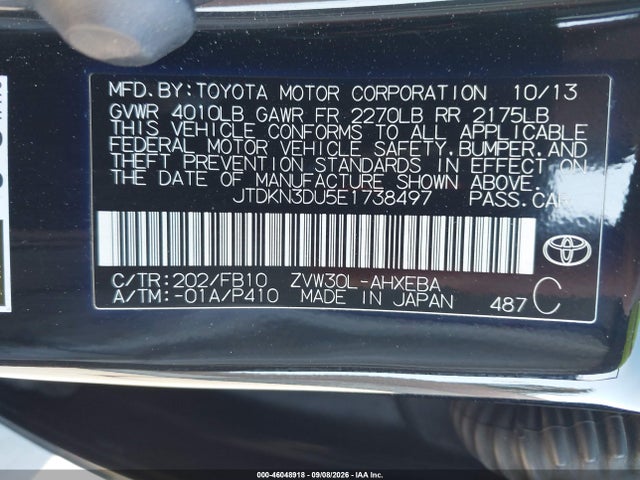 Toyota Prius Three 2014 JTDKN3DU5E1738497 Image 9