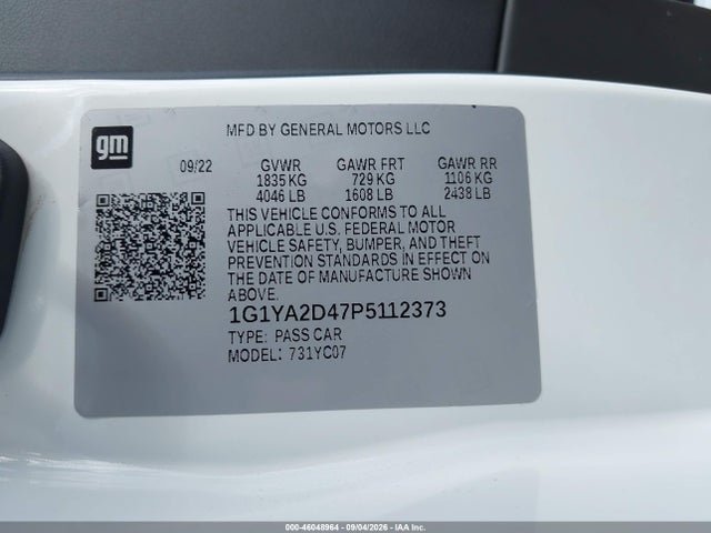 1G1YA2D47P5112373 Chevrolet Corvette Stingray Rwd 1lt