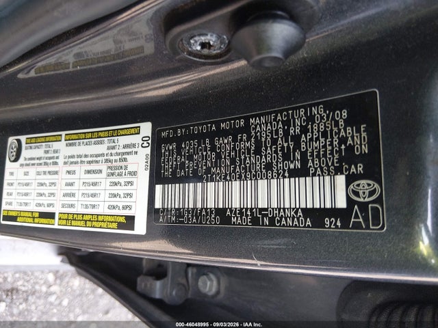 Продажа на аукционе авто 2009 Toyota Matrix S, vin: 2T1KE40EX9C008624, номер лота: 46048995