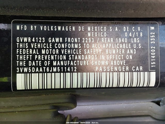 Aukcja sprzedaży 2018 Volkswagen Beetle, vin: 3VW5DAAT6JM511412, numer aukcji: 46049066