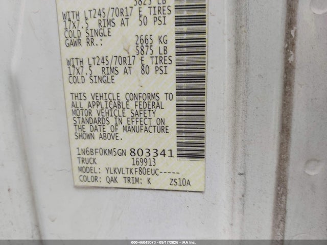 Aukcja sprzedaży 2016 Nissan Nv Cargo Nv1500 Sv V6, vin: 1N6BF0KM5GN803341, numer aukcji: 46049073