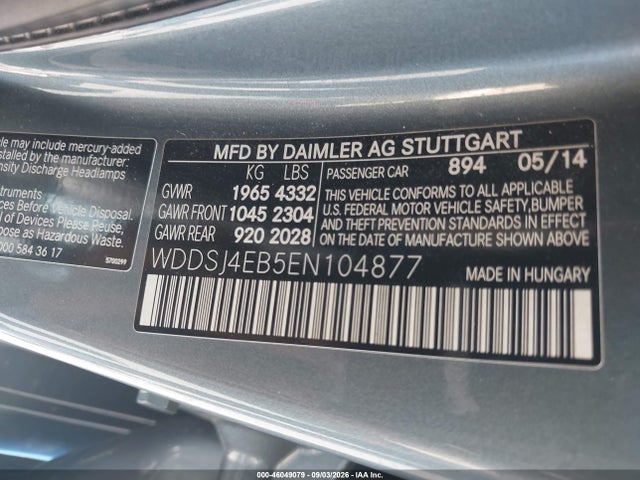 Mercedes-Benz CLA 250 2014 WDDSJ4EB5EN104877 Image 9