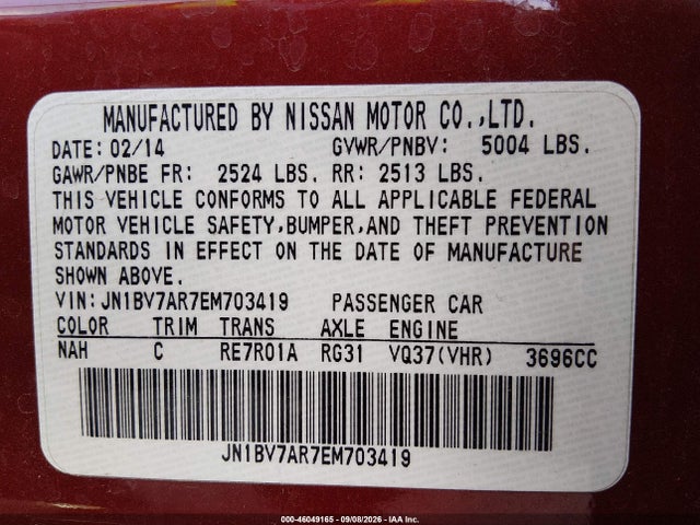 Infiniti Q50 Premium 2014 JN1BV7AR7EM703419 Image 9