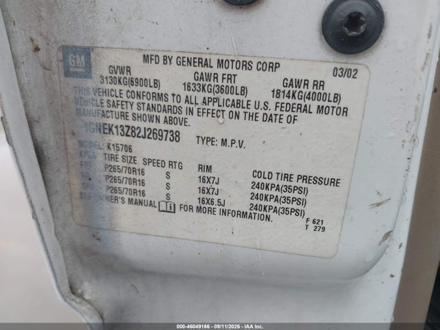 Продажа на аукционе авто 2002 Chevrolet Tahoe Ls, vin: 1GNEK13Z82J269738, номер лота: 46049166