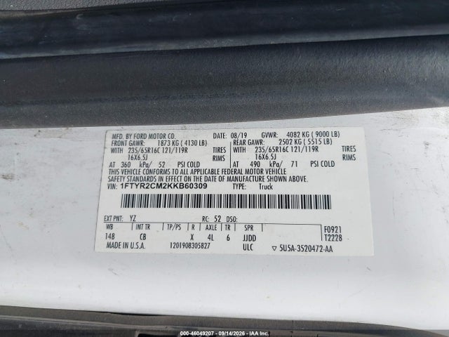 1FTYR2CM2KKB60309 Ford Transit-250