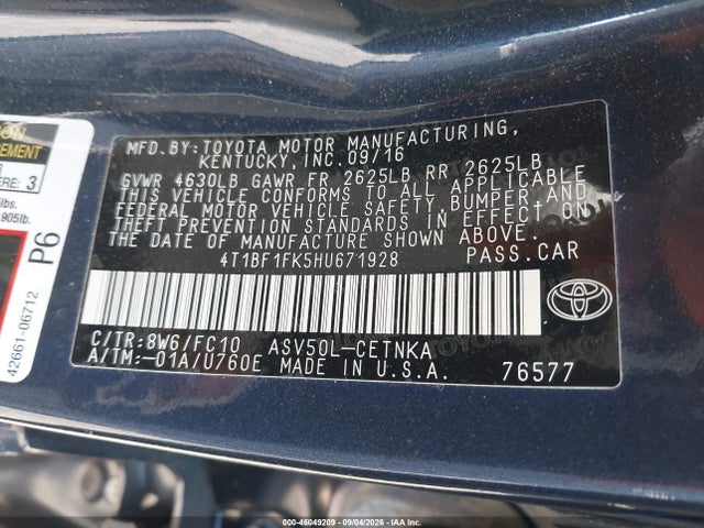 Toyota CAMRY LE 2017 4T1BF1FK5HU671928 Image 9
