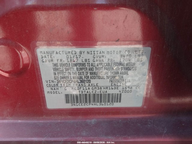 Продажа на аукционе авто 2017 Nissan Versa Note S Plus, vin: 3N1CE2CP4HL360120, номер лота: 46049219