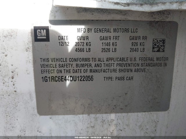 46049226 :رقم المزاد ، 1G1RC6E44DU122056 vin ، 2013 Chevrolet Volt مزاد بيع