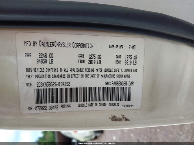 Aukcja sprzedaży 2006 Chrysler 300 Touring, vin: 2C3KA53G26H194292, numer aukcji: 46049256