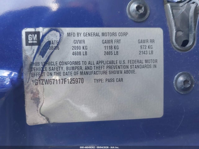 46049262 :رقم المزاد ، 1G1ZW67117F125970 vin ، 2007 Chevrolet Malibu Maxx Ss مزاد بيع