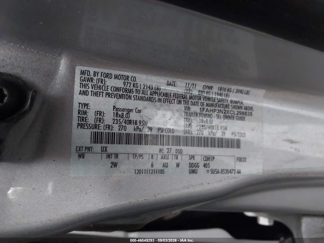 Продаж на аукціоні авто 2012 Ford Focus Titanium, vin: 1FAHP3N2XCL298835, номер лоту: 46049293