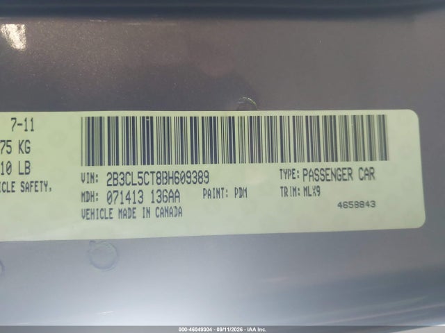Aukcja sprzedaży 2011 Dodge Charger R/t, vin: 2B3CL5CT8BH609389, numer aukcji: 46049304