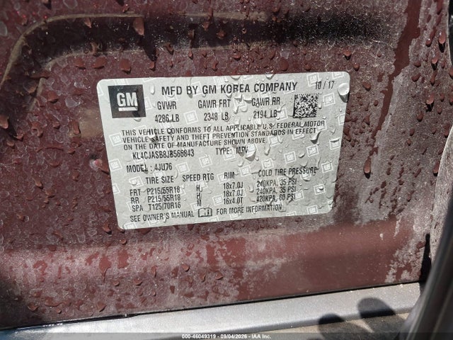 Aukcja sprzedaży 2018 Buick Encore Preferred, vin: KL4CJASB8JB566843, numer aukcji: 46049319