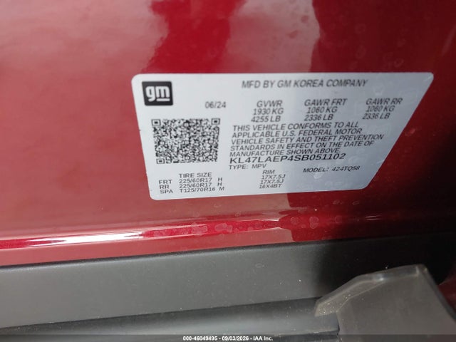 2025 Buick Envista Preferred Fwd მანქანა იყიდება აუქციონზე, vin: KL47LAEP4SB051102, აუქციონის ნომერი: 46049495