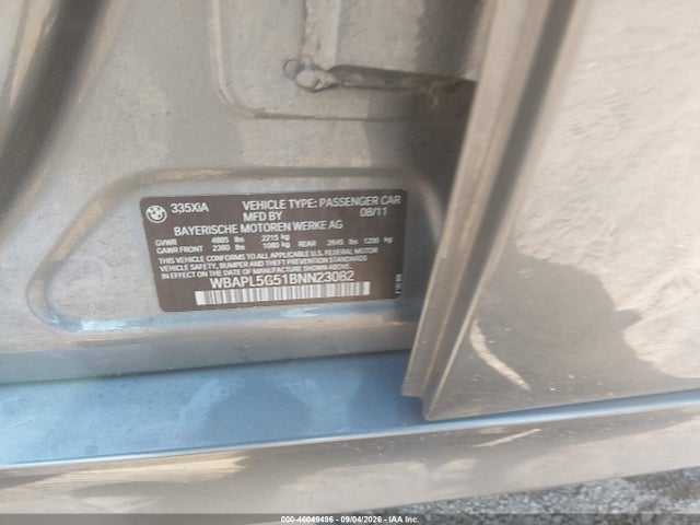 Продажа на аукционе авто 2011 Bmw 335i Xdrive, vin: WBAPL5G51BNN23082, номер лота: 46049496