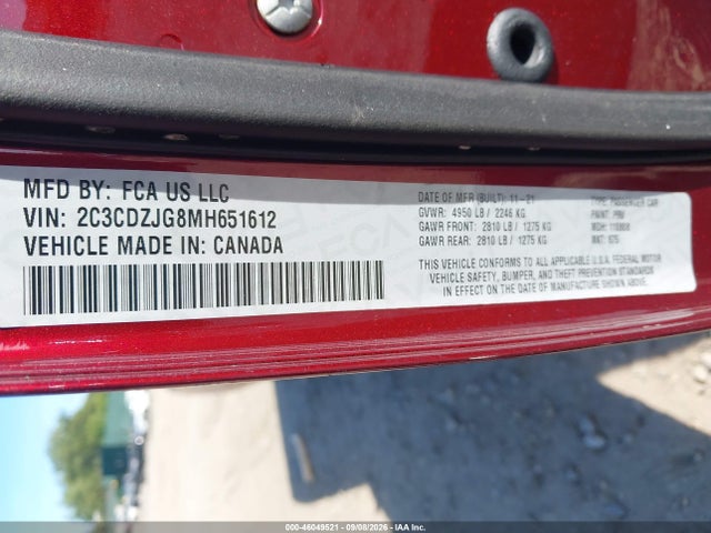 Продаж на аукціоні авто 2021 Dodge Challenger Gt, vin: 2C3CDZJG8MH651612, номер лоту: 46049521