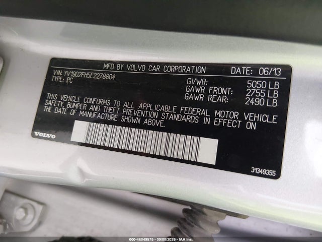 2014 Volvo S60 T6 მანქანა იყიდება აუქციონზე, vin: YV1902FH5E2278804, აუქციონის ნომერი: 46049575