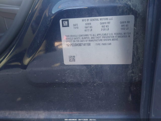 Aukcja sprzedaży 2011 Chevrolet Cruze Ls, vin: 1G1PC5SH3B7141198, numer aukcji: 46049640
