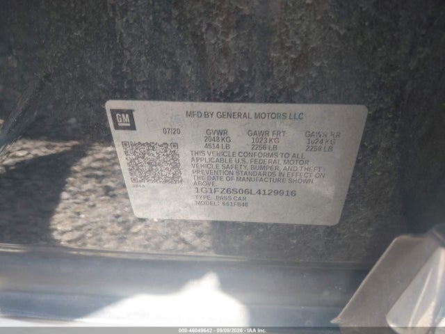 1G1FZ6S06L4129916 Chevrolet Bolt Ev Fwd Premier