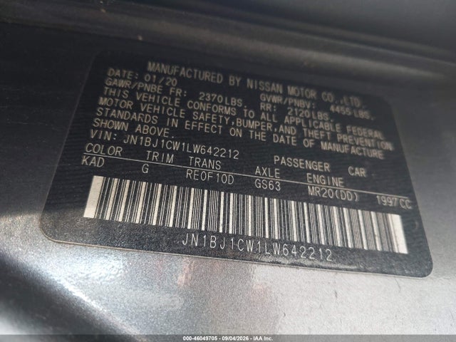 Продаж на аукціоні авто 2020 Nissan Rogue Sport Sv Awd Xtronic Cvt, vin: JN1BJ1CW1LW642212, номер лоту: 46049705