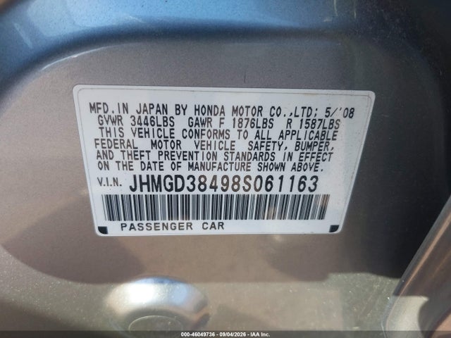 Продаж на аукціоні авто 2008 Honda Fit, vin: JHMGD38498S061163, номер лоту: 46049736