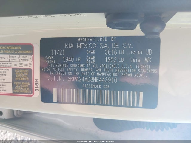 KIA RIO S 2022 3KPA24AD8NE443910 Image 9