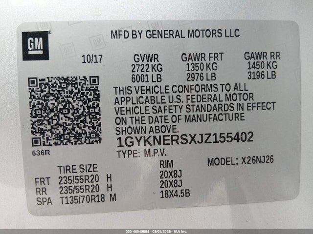 Продаж на аукціоні авто 2018 Cadillac Xt5 Premium Luxury, vin: 1GYKNERSXJZ155402, номер лоту: 46049854