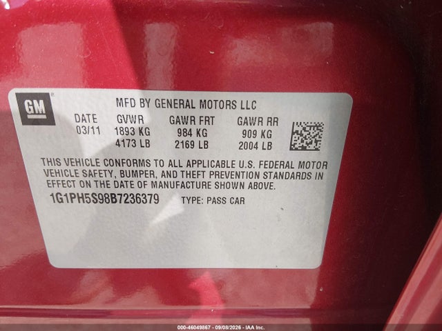 Продажа на аукционе авто 2011 Chevrolet Cruze Ltz, vin: 1G1PH5S98B7236379, номер лота: 46049867