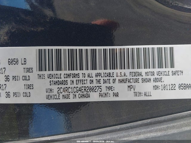 Aukcja sprzedaży 2014 Chrysler Town & Country Touring-l, vin: 2C4RC1CG4ER200275, numer aukcji: 46049877