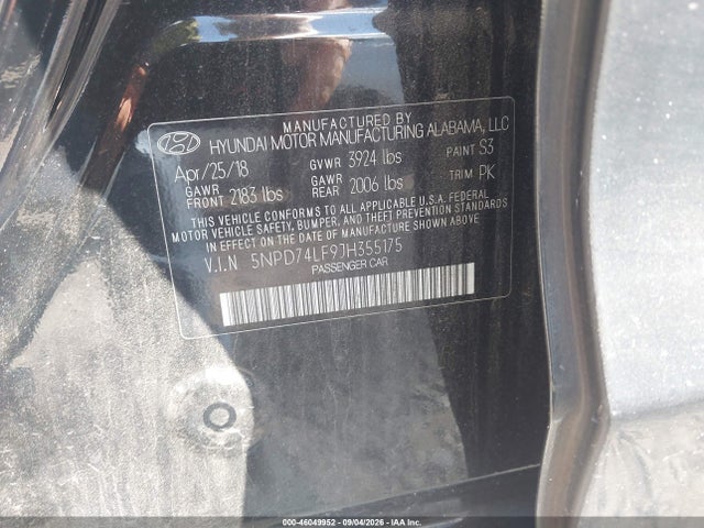 Aukcja sprzedaży 2018 Hyundai Elantra Se, vin: 5NPD74LF9JH355175, numer aukcji: 46049952