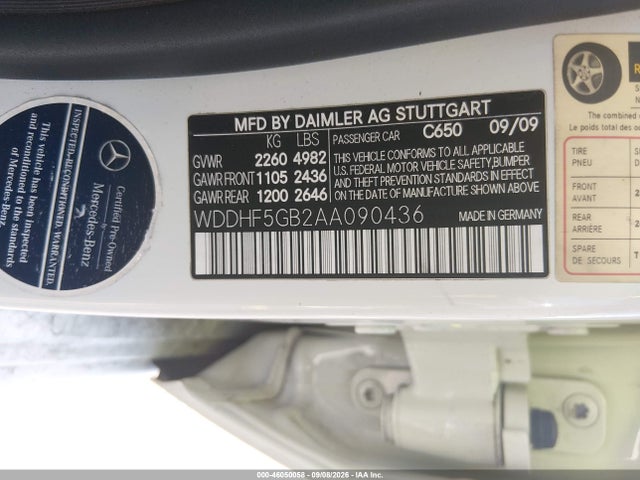 Продажа на аукционе авто 2010 Mercedes-benz E 350, vin: WDDHF5GB2AA090436, номер лота: 46050058
