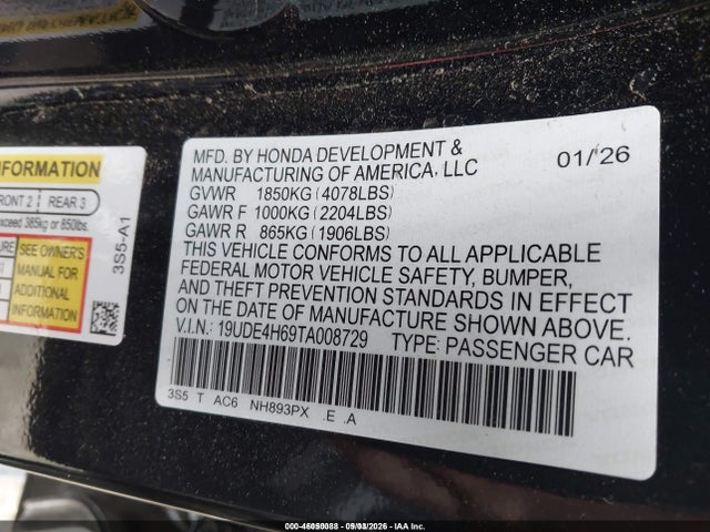 Auction sale of the 2026 Acura Integra Fwd A-spec With Technology, vin: 19UDE4H69TA008729, lot number: 46050088