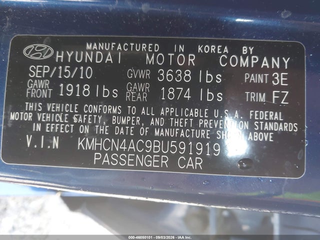 Продажа на аукционе авто 2011 Hyundai Accent Gls, vin: KMHCN4AC9BU591919, номер лота: 46050101