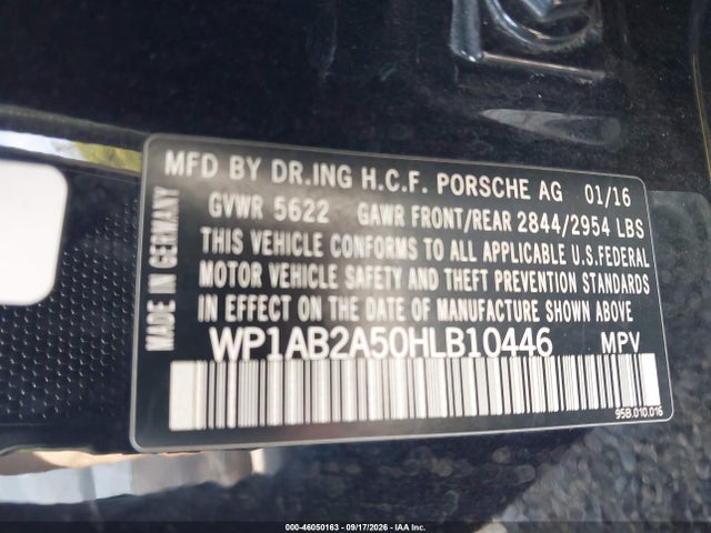 46050163 :رقم المزاد ، WP1AB2A50HLB10446 vin ، 2017 Porsche Macan S مزاد بيع