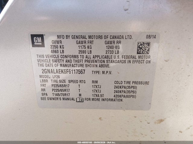 Chevrolet EQUINOX LS 2015 2GNALAEK6F6117567 Image 9
