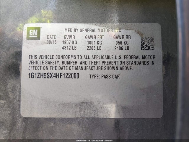 Aukcja sprzedaży 2017 Chevrolet Malibu Premier, vin: 1G1ZH5SX4HF122000, numer aukcji: 46050179