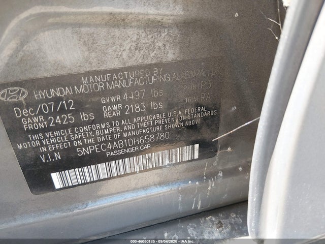 46050185 :رقم المزاد ، 5NPEC4AB1DH658780 vin ، 2013 Hyundai Sonata Limited 2.0t مزاد بيع