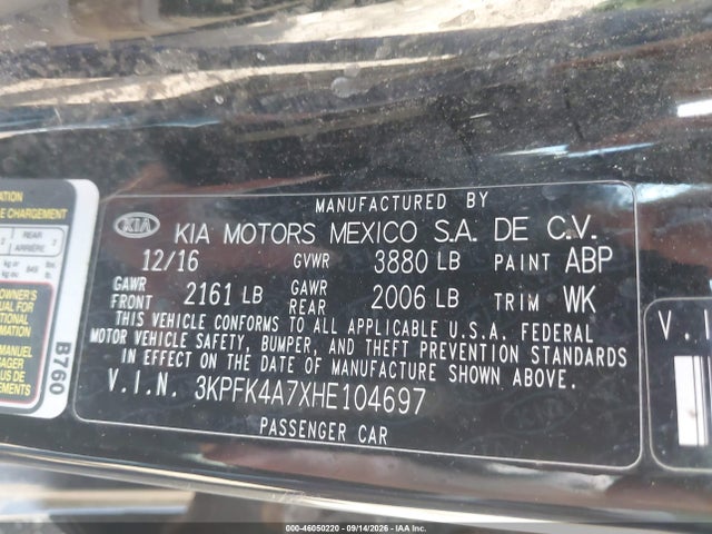 Aukcja sprzedaży 2017 Kia Forte Lx, vin: 3KPFK4A7XHE104697, numer aukcji: 46050220