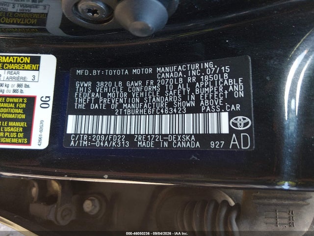 Продаж на аукціоні авто 2015 Toyota Corolla S, vin: 2T1BURHE6FC463423, номер лоту: 46050236