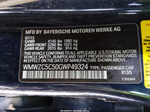 2016 Mini Countryman Cooper S მანქანა იყიდება აუქციონზე, vin: WMWZC5C50GWP49324, აუქციონის ნომერი: 46050279