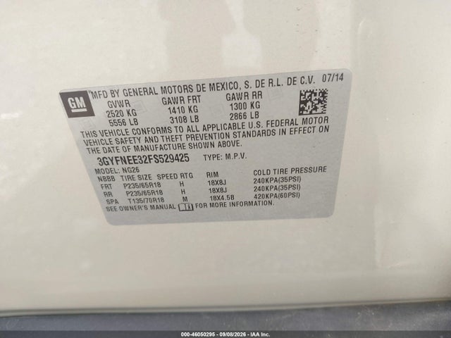 Продажа на аукционе авто 2015 Cadillac Srx Luxury Collection, vin: 3GYFNEE32FS529425, номер лота: 46050295