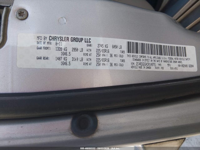 2012 Dodge Grand Caravan Crew მანქანა იყიდება აუქციონზე, vin: 2C4RDGDGXCR109751, აუქციონის ნომერი: 46050332