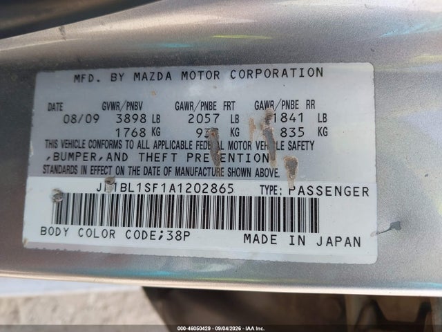 2010 Mazda Mazda3 I Sport მანქანა იყიდება აუქციონზე, vin: JM1BL1SF1A1202865, აუქციონის ნომერი: 46050429