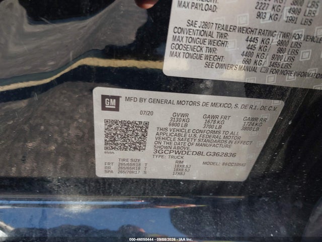 Продаж на аукціоні авто 2020 Chevrolet Silverado 1500 2wd  Short Bed Rst, vin: 3GCPWDED8LG362836, номер лоту: 46050444