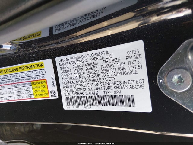 Продажа на аукционе авто 2025 Honda Cr-v Lx 2wd, vin: 5J6RS3H27SL006737, номер лота: 46050446