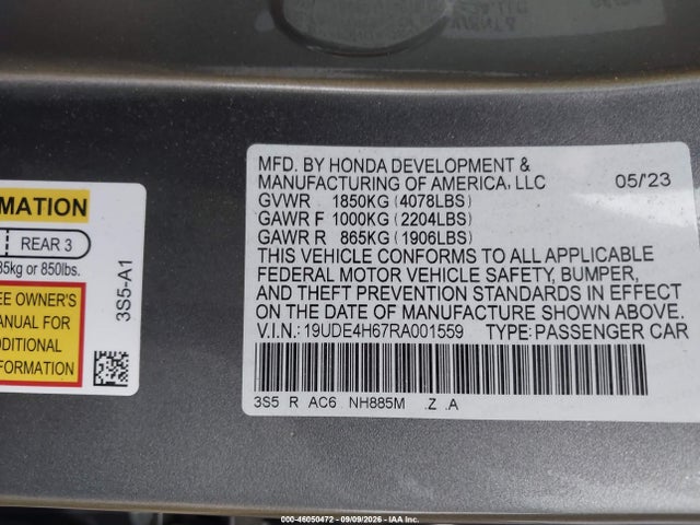 2024 Acura Integra A-spec Technology მანქანა იყიდება აუქციონზე, vin: 19UDE4H67RA001559, აუქციონის ნომერი: 46050472