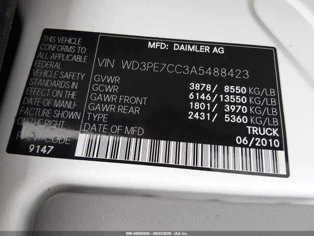 Продаж на аукціоні авто 2010 Mercedes-benz Sprinter Van 2500, vin: WD3PE7CC3A5488423, номер лоту: 46050490